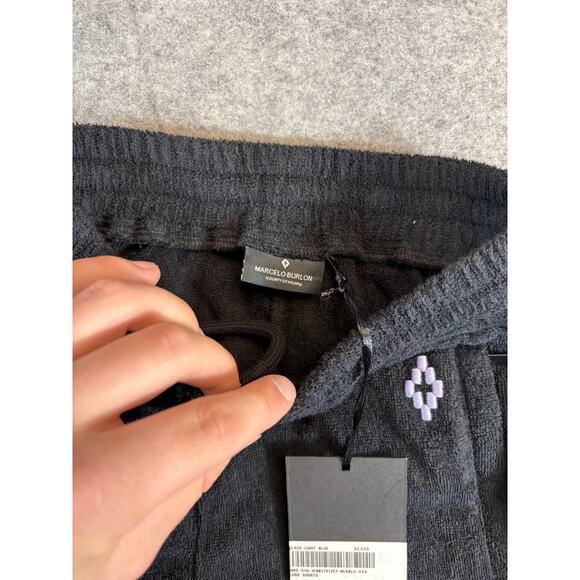 Marcelo Burlon Shorts Womens 2XS Black Pull On Terry Cloth Mid Rise Goth NWT - Picture 9 of 11